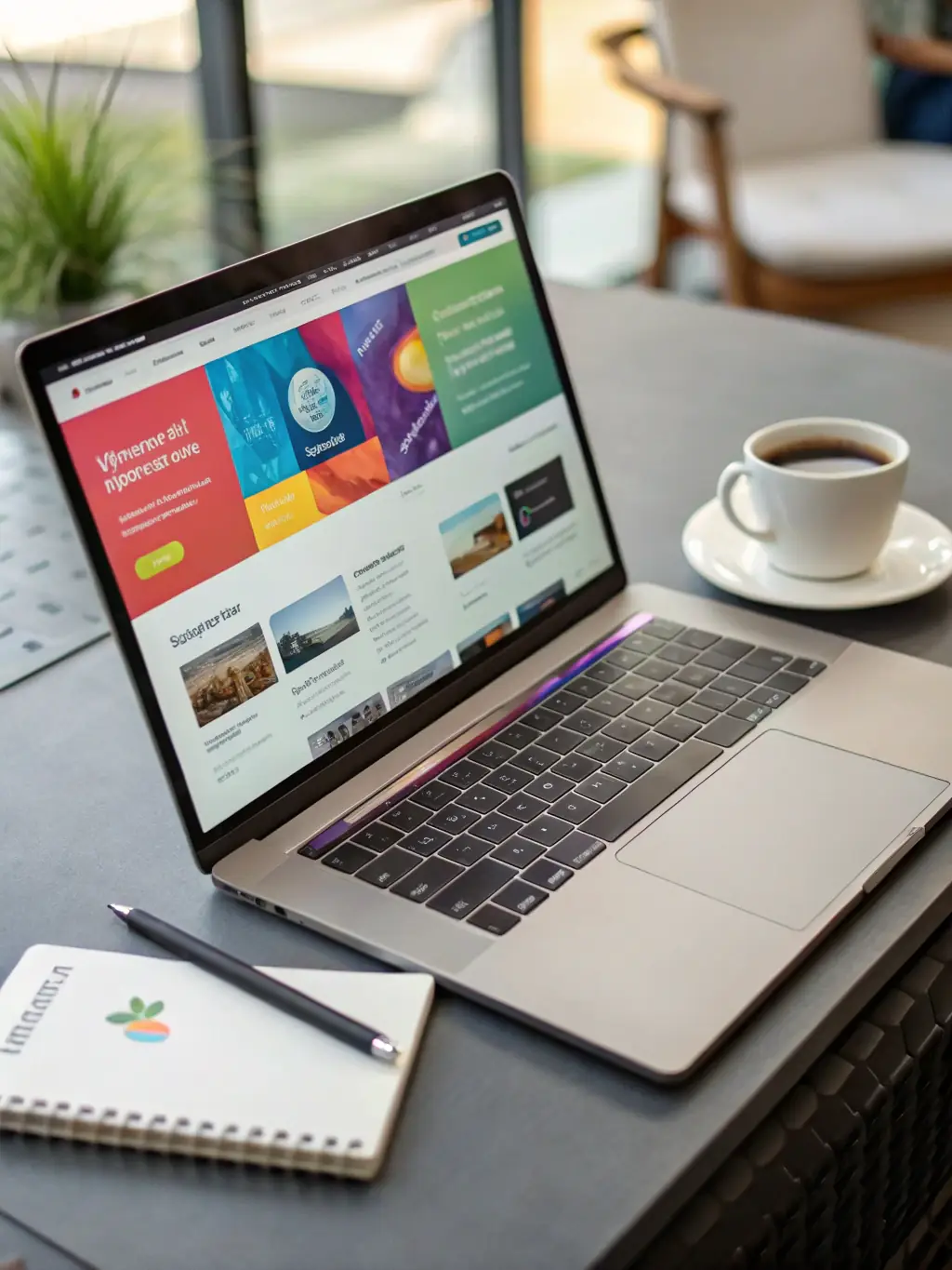 A laptop displaying a web interface, representing SaaS deployment of Kimobu's AI solutions. The image should convey ease of access and user-friendliness.