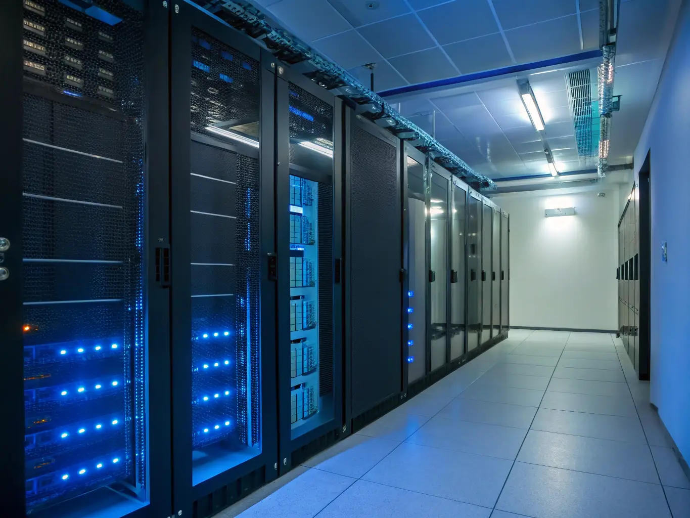 A secure server room with restricted access, symbolizing isolated and air-gapped environments.